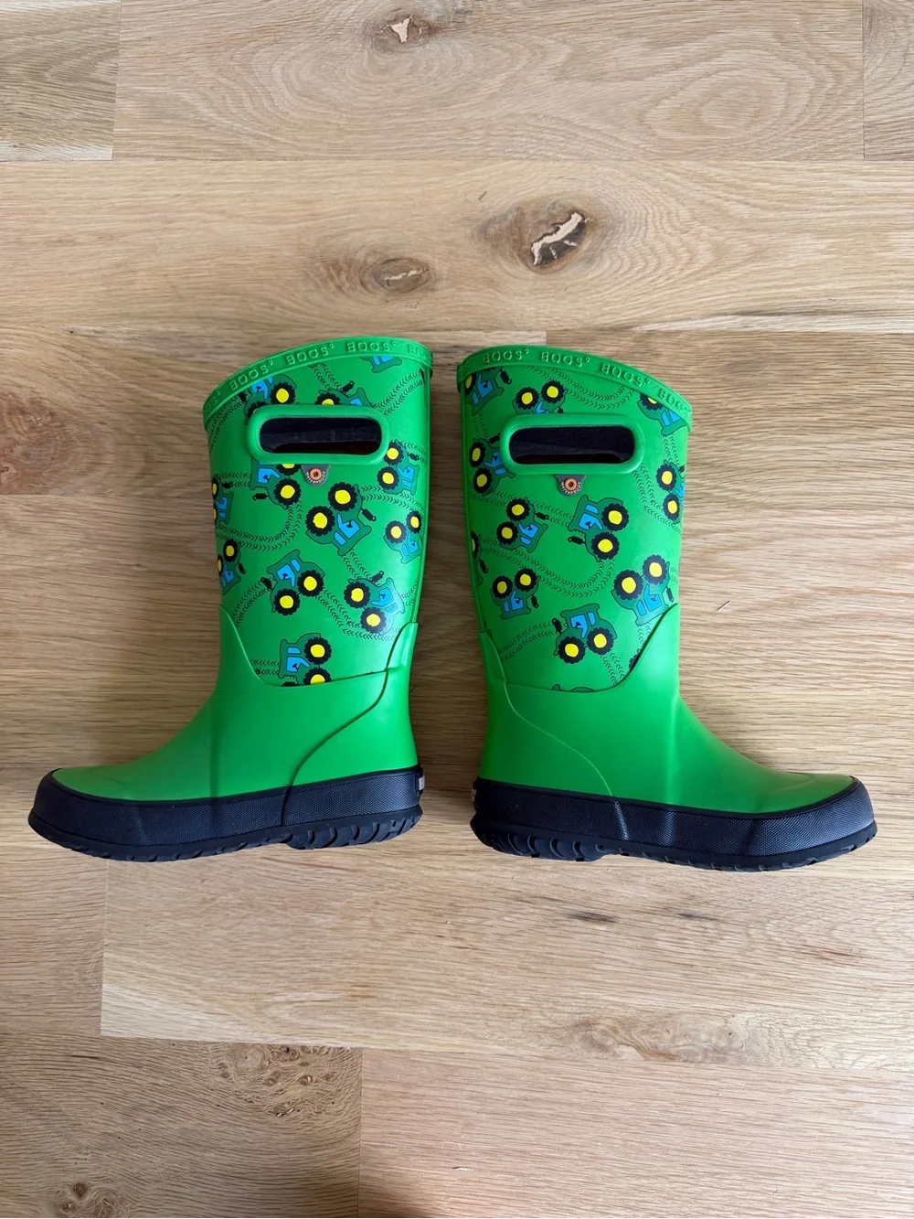 Bogs Green Tractor-Print Kids' Rain Boots - Size 12